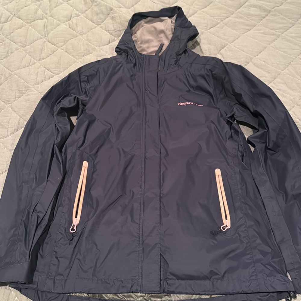 Vineyard Vines Navy and Pink Women’s Raincoat